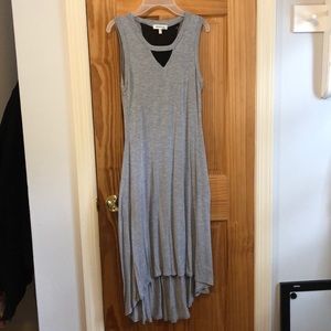 High low midi dress, mesh accents